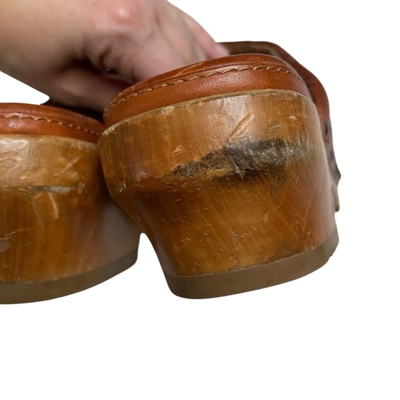 Frye Clara Campus Clogs Brown Leather Size 7 | 2.5” Heel Platform Mules - Picture 10 of 16